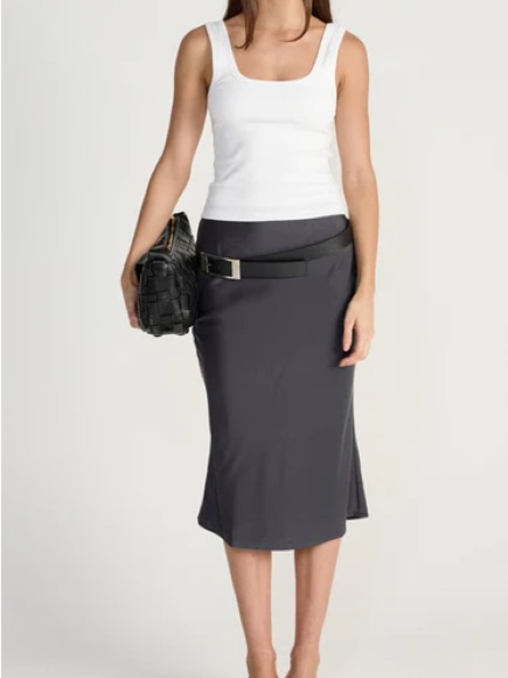 Charcoal Clothing Grey Midi Skirt